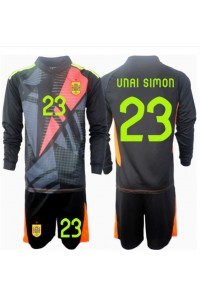Spania Unai Simon #23 Keeper Babyklær Borte Fotballdrakt til barn EM 2024 Lange ermer (+ Korte bukser)